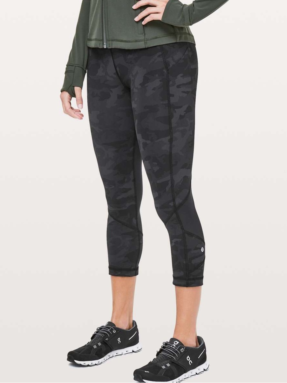 Lululemon Pace Rival Crop 22” Grey Camo Pockets 6
